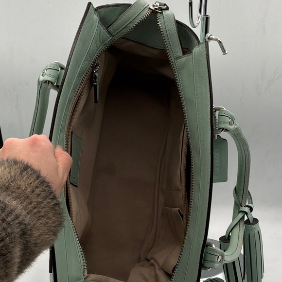 Coach Light Green Leather Satchel - Picture 3 of 5